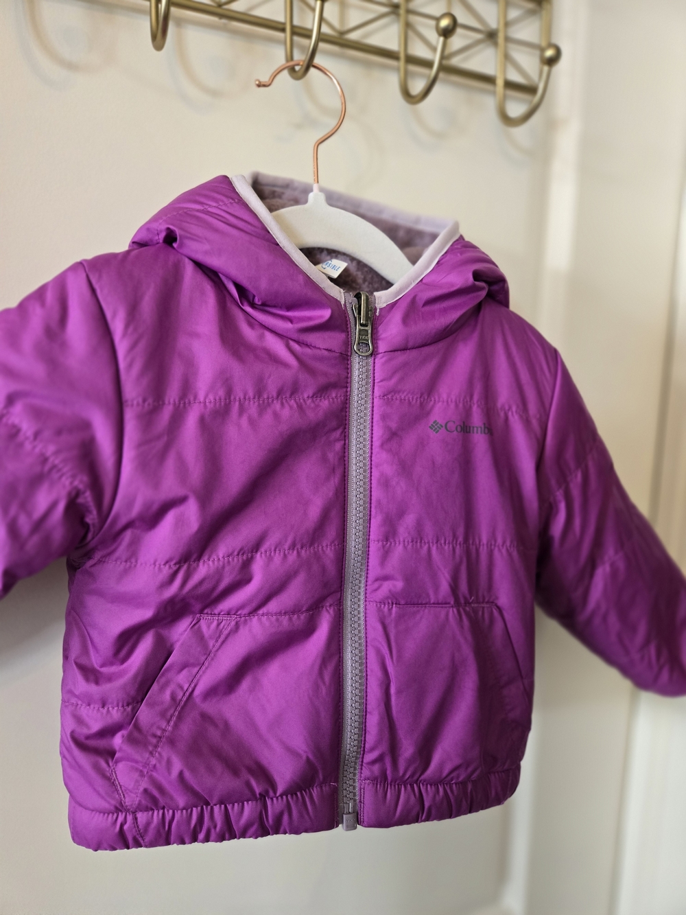 Columbia Purple Hooded Puffer Jacket 9-12m